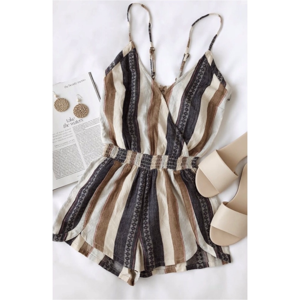 NWT O'Neill Brenda Navy Blue Striped Romper